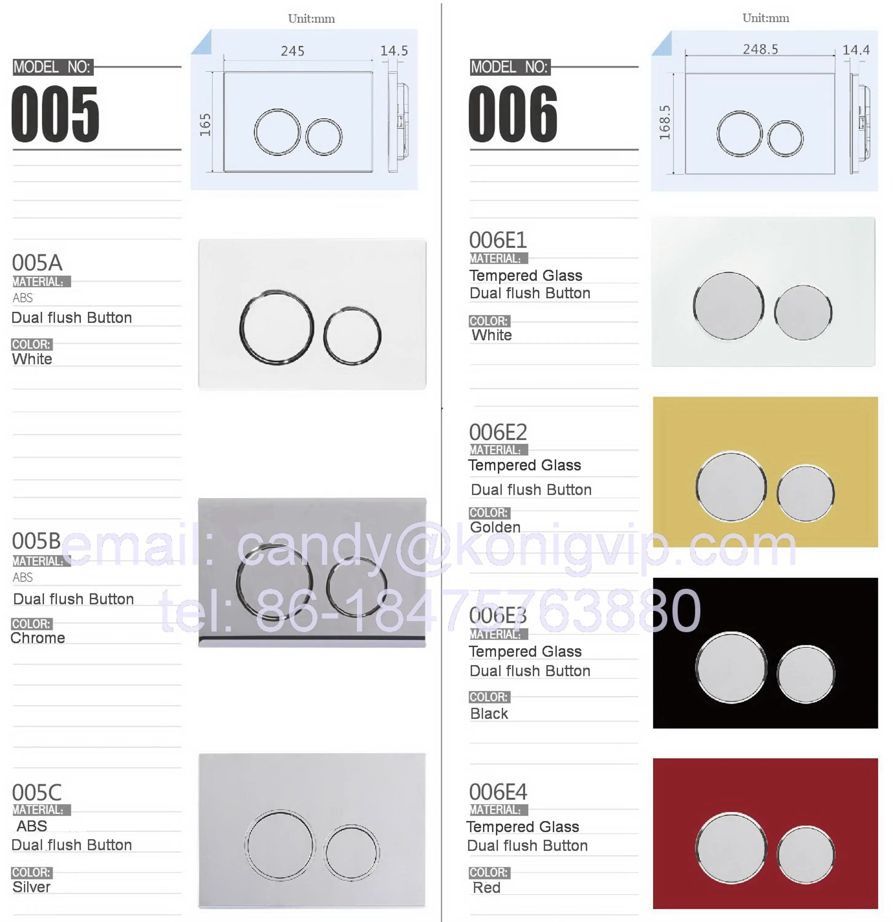 
Toilet dual flush actuator plate for concealed cistern, black glass push plate dual button 
