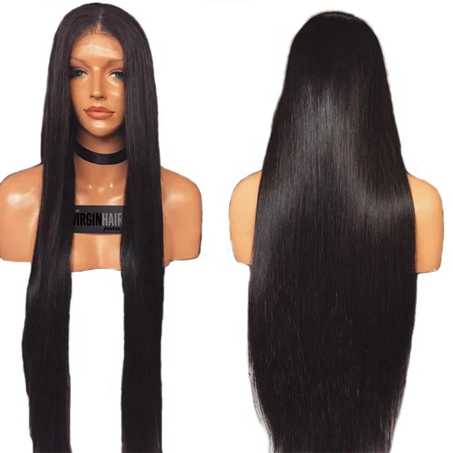 Good Quality Long Black Lace Front Human Hair Wigs In Stock With Preplucked Hairline