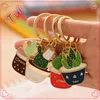 Cartoon cute potted key chain wholesale custom eco-friendly metal car keychain free samples online shopping