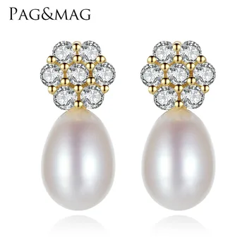 cubic brides pag mag silver zirconia larger earrings pearl