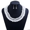 2017 Trendy Faceted Cut Crystal Bead Ribbon Choker Necklace With Earrings