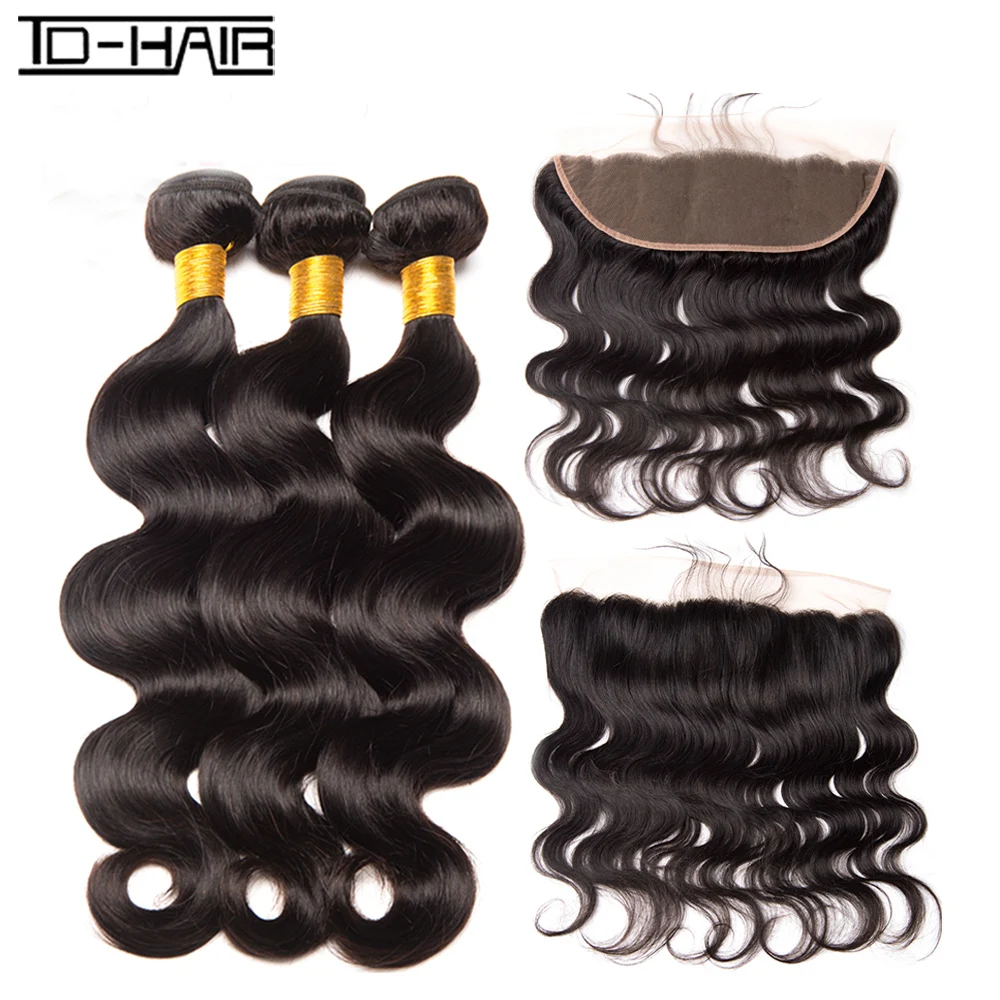 

Fast Shipping body wave brazilian human hair 3 bundles with lace frontal closure
