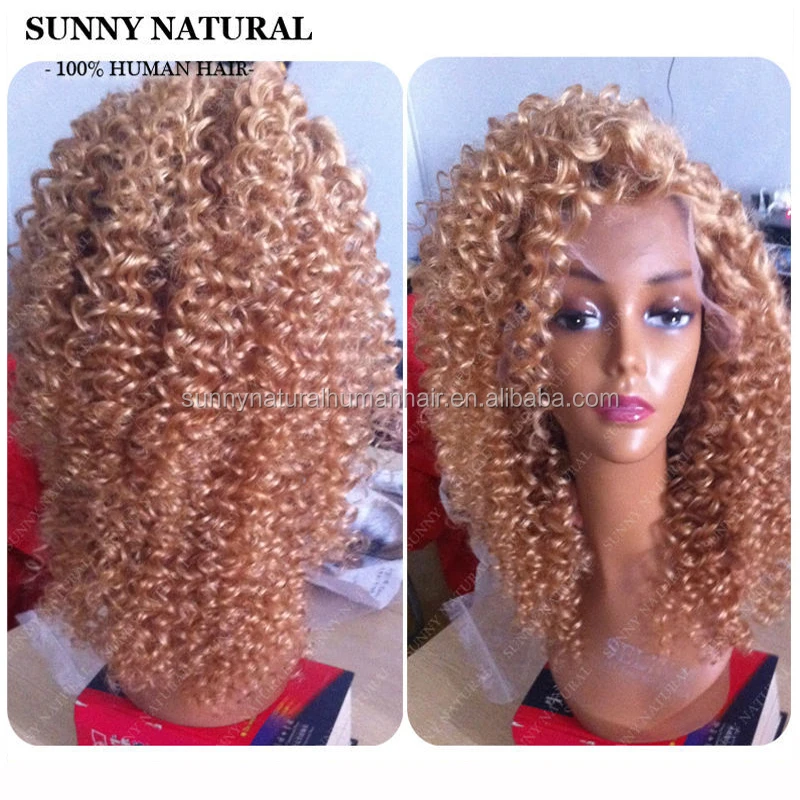 

180% Hair Density Brazilian Human Hair Lace Front Wig Honey Blond Kinky Curly Hair Wig, N/a