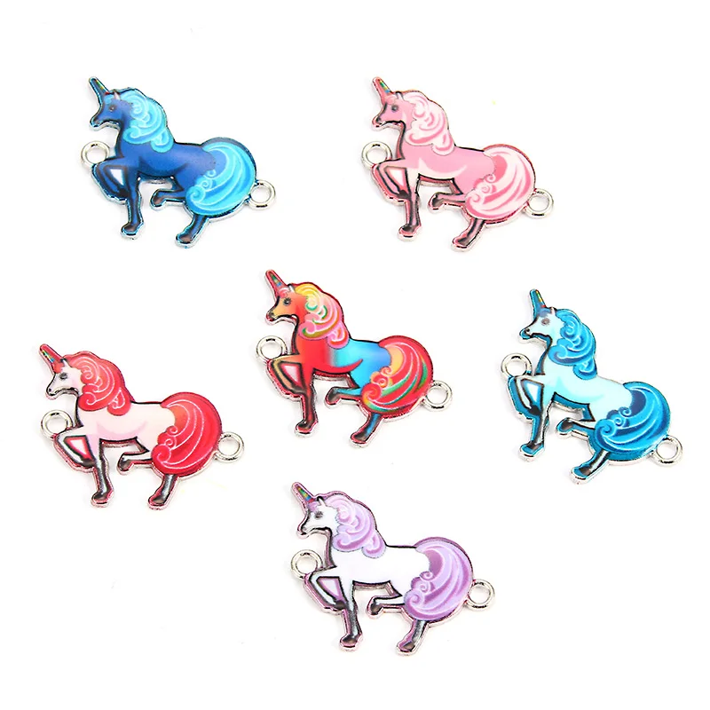 

DIY Chunky Enamel Unicorn Pendant Jewelry Findings Gold Color Charms Handmade Necklace Girls Kids Connector Accessory, As shown