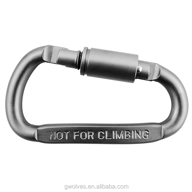 

Aluminum D-Ring Locking Carabiner Clip, Silver