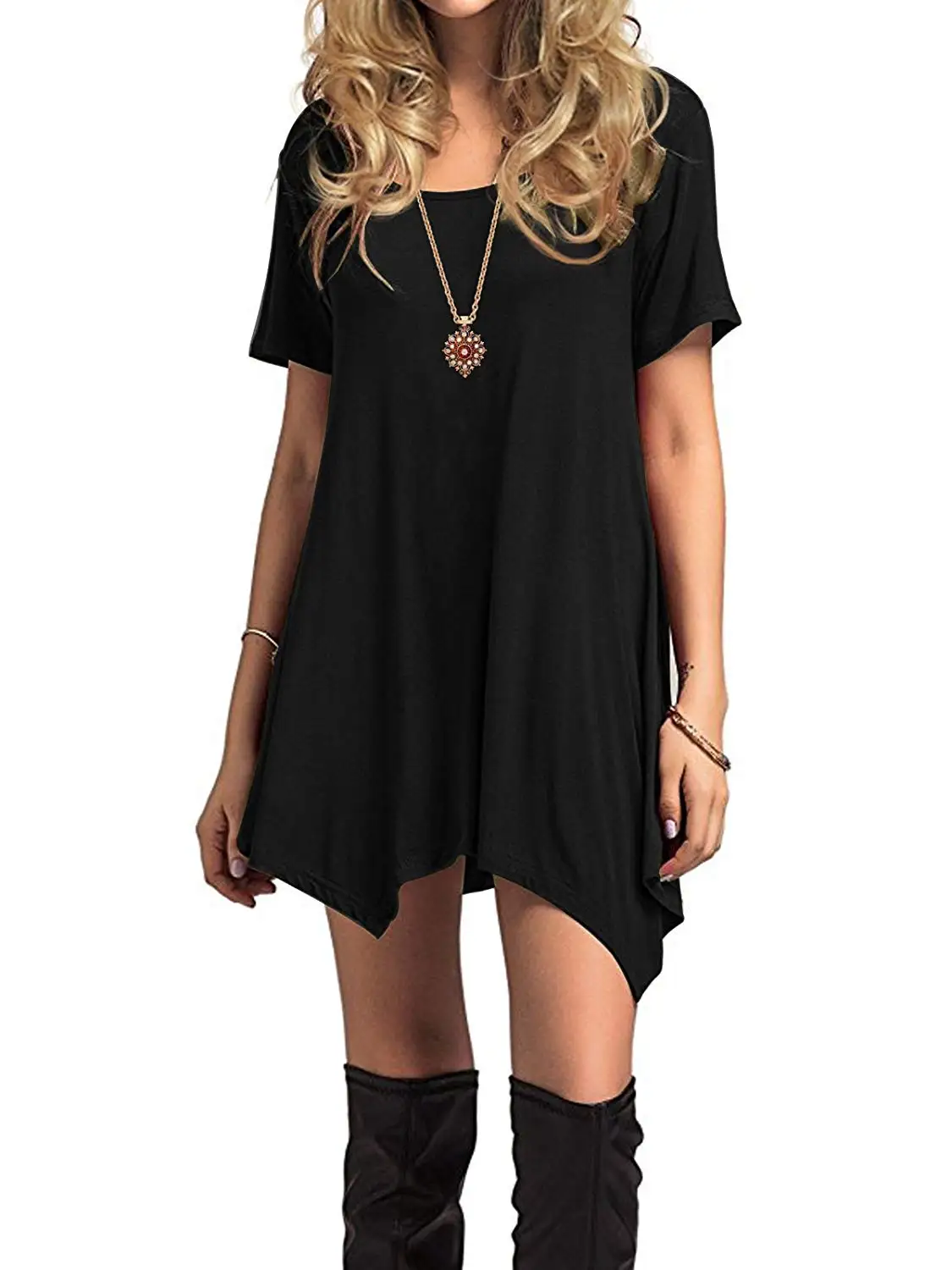 flowy black dress short