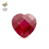 Synthetic corundum 5# rose heart shape checkerboard cut ruby