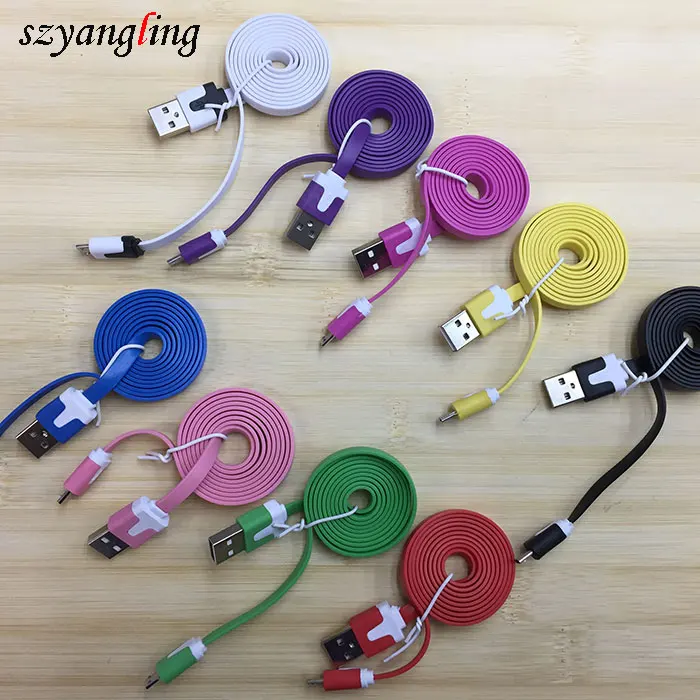 

Noodle Flat wire Data Charger V8 Micro USB charging Cable For Samsung S6 s5 S4 S3 HTC Xiaom i phone accessories, 10 colors