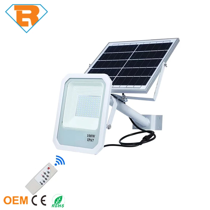 100W Outdoor Wall Lamp Solar LED Floodlight with PIR Motion Sensor IP65 Ce RoHS