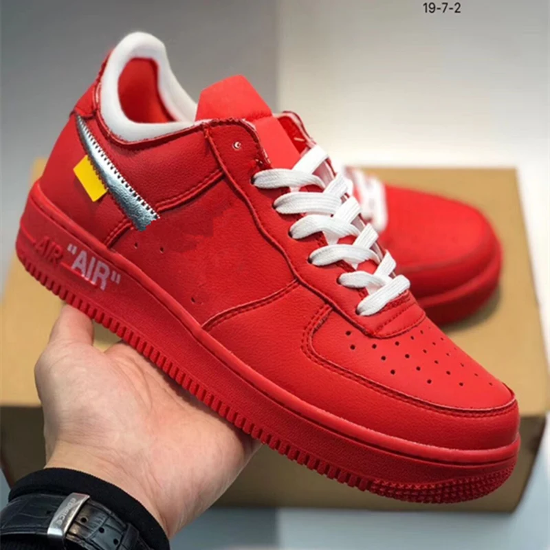High Quality Genuine Leather offwhite x Airforce1  MCA Blue Chicago Low Sneakers OW Air Retro  AF1 Fashion Shoes