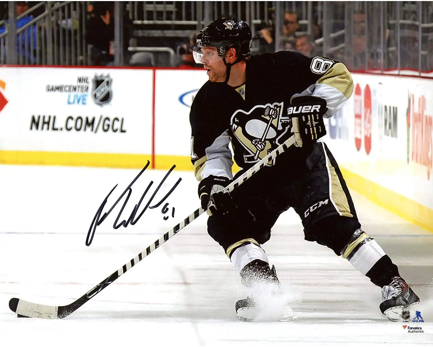 Phil Kessel Pittsburgh Penguins Autographed 8" x 10" Black Jersey Stopping Photograph - Fanatics Authentic Certified