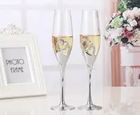 

NEW 200-300ML Long Wedding Champagne Wine Glasses Crystal Silver Plated Toasting Flutes Cup for Party Decoration Gifts