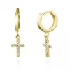 Boho jewelry Dainty Small Cross Hoops Women Cubic Zirconia Cross Earrings