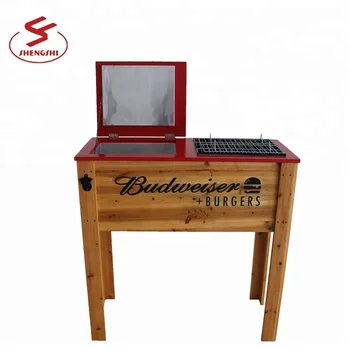 Wooden Party Cooler For Cold Ice Beer Drink With Bbq View Wooden