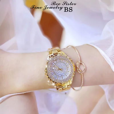 

BS Women Watches 0280 Hot Luxury Stainless Steel Diamond Watch Woman Fashion Elegant Ladies Dress Bracelet Relogio Feminino, 2-color