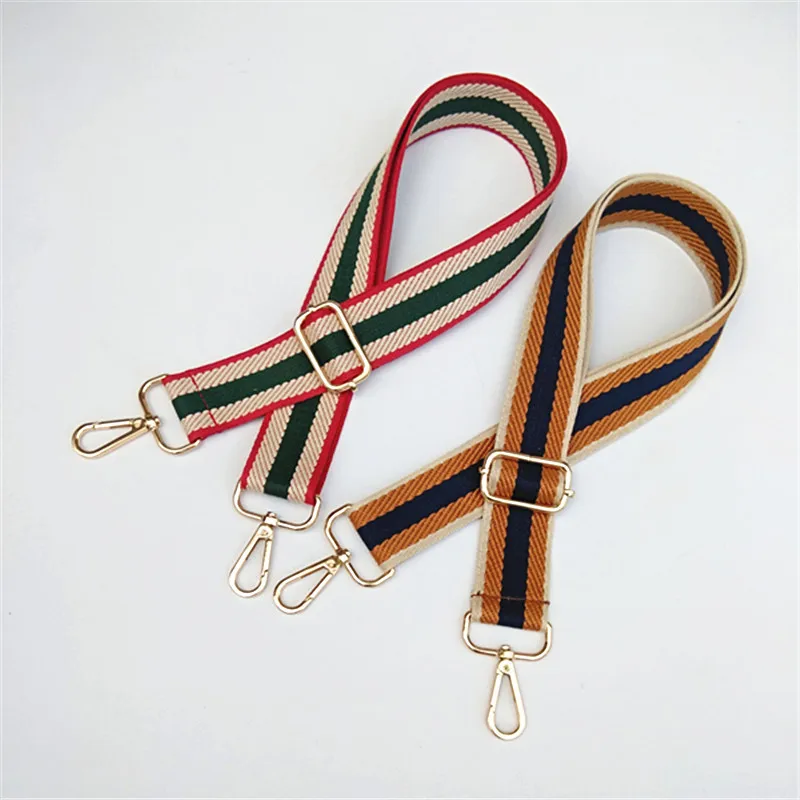 New Design Stripe Colorful Bag Strap Fashion Charm Adjustable Canvas