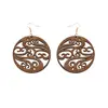 New European and American wood hollowed-out earrings hot style pendant owl earrings accessories wholesale customization