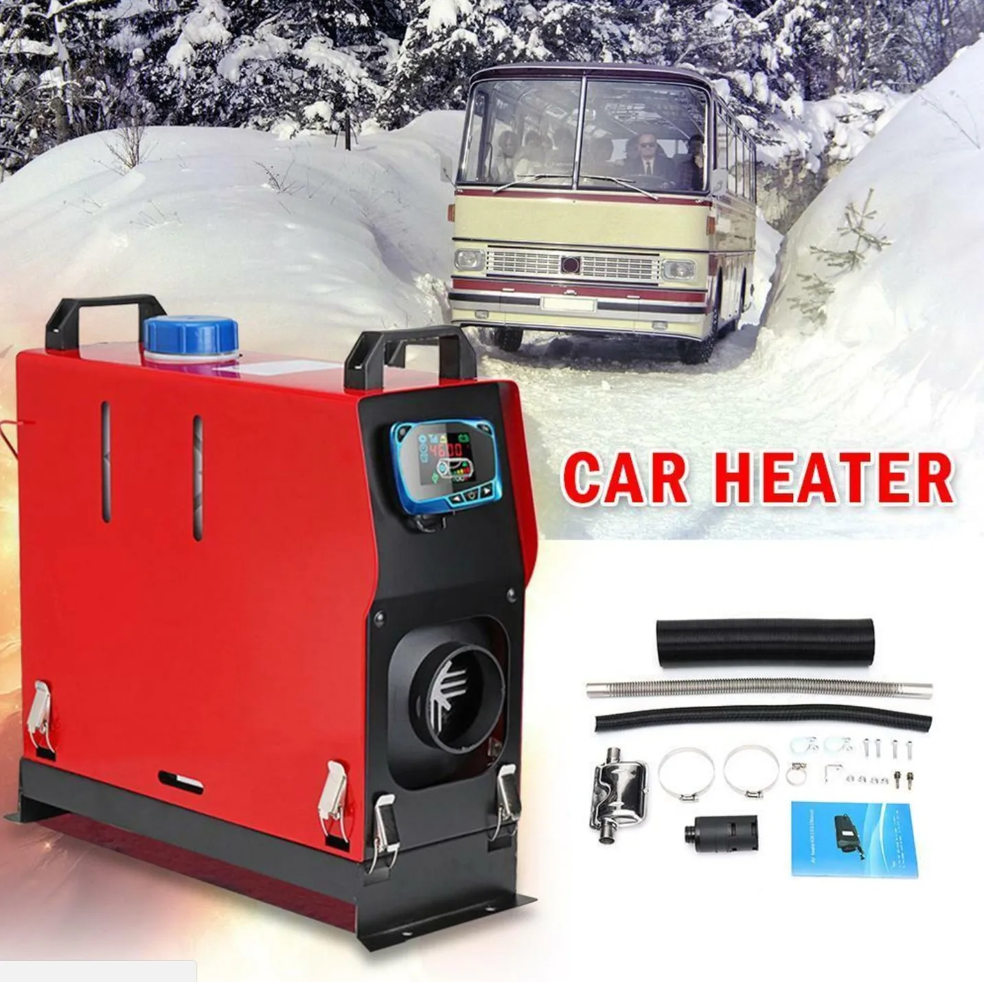 12V /24V 5Kw Red All-In-One Diesel Fuel Parking Air Heater For Car