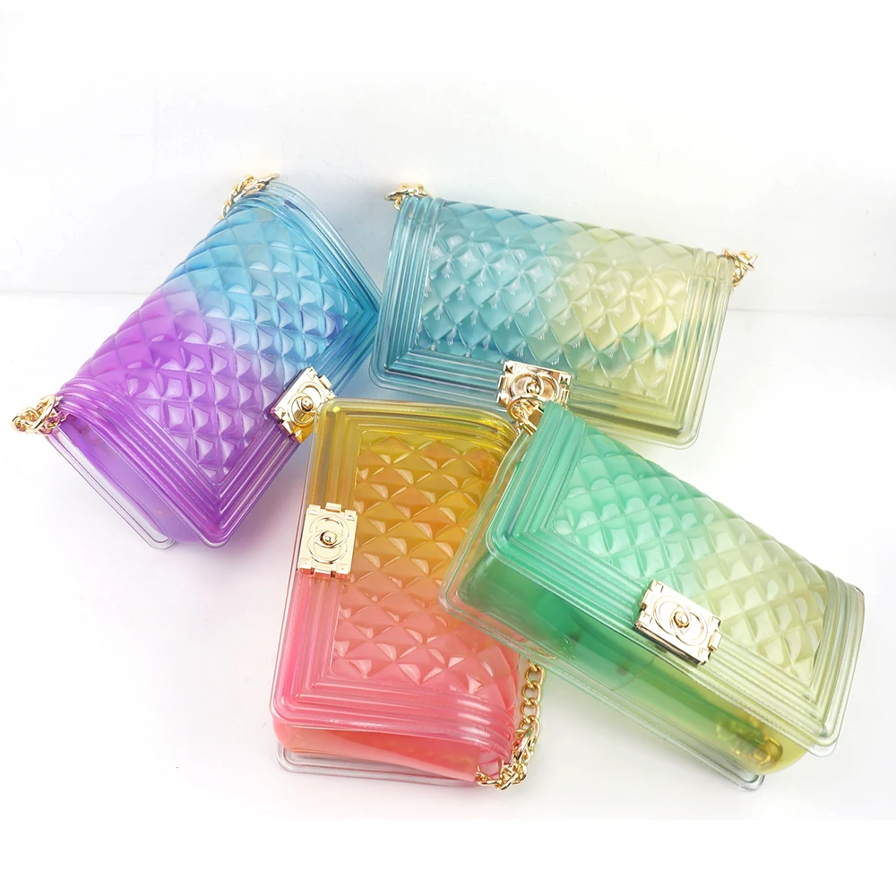 

Jelly Purses For Women Crossbody Chain Shoulder Ladies Handbags, Rainbow pink or other