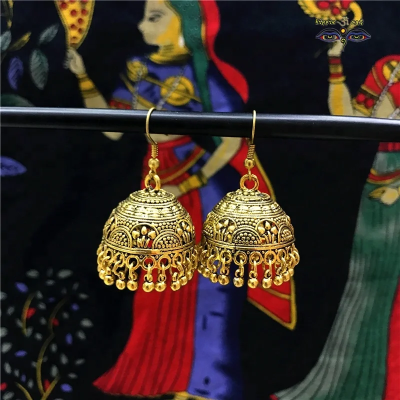 

Xus Bohemian Hippie Thailand Nepal jewelry Indian new designs gold jhumka earring