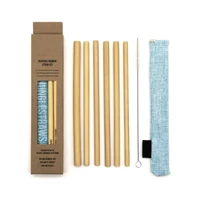 

High Quality Yellow 8inch Eco-Friendly Private Label Packaging Natural Reusable Bamboo Drinking Straws with Customized Logo