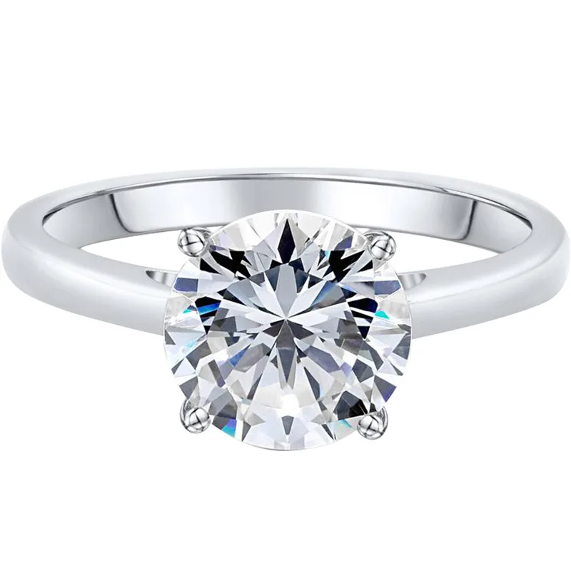 

1.5 ct Lab created CZ diamond 8mm Stone 925 silver band ring jewelry engagement prong ring band, N/a