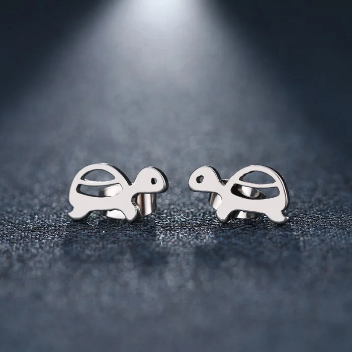 

Simple style fashionable men women model silver/gold stainless steel tortoise earrings for sale