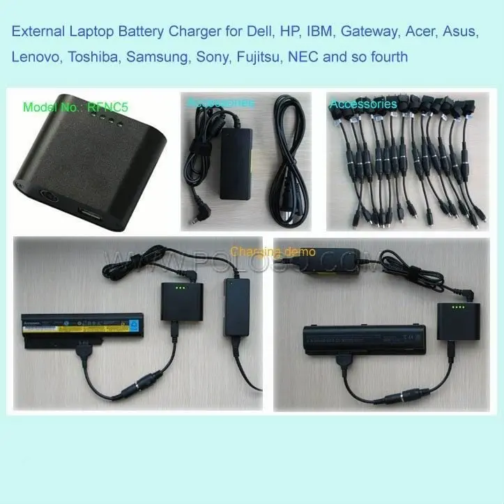 Source external portable notebook battery charger for all kinds notebooks on