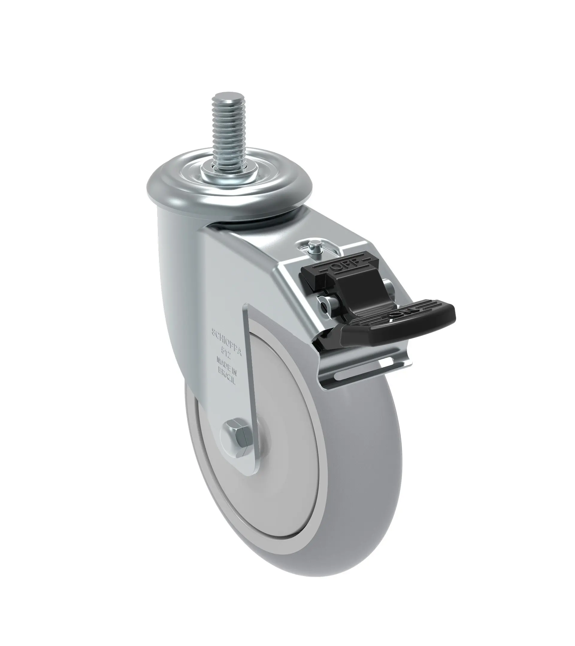 Non-Marking Thermoplastic Rubber Precision Ball Bearing Wheel 150 lbs GLEID 312 TBE G Schioppa L12 Series 1//2 Diameter x 1 Length Threaded Stem 3 x 1-1//4 Swivel Caster with Total Lock Brake