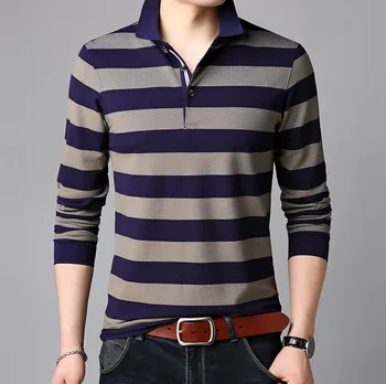 long sleeve striped collared shirt