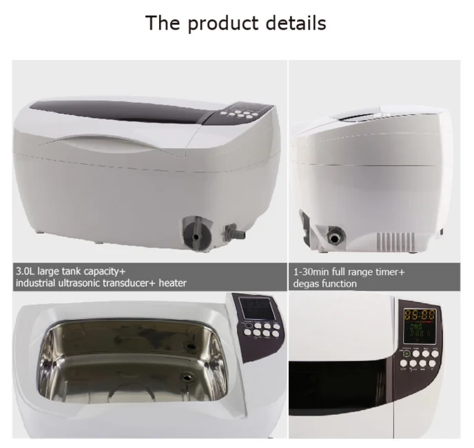 Digital timer control stainless tank medical 3 liter dental ultrasonic cleaner