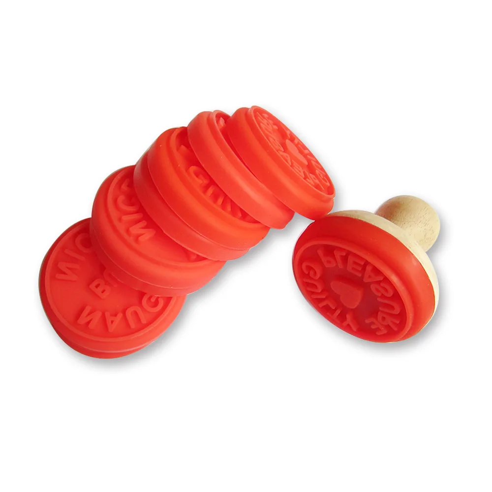Custom Silicone Seal Rubber Wood Handle Stamps Buy Silicone Cookie