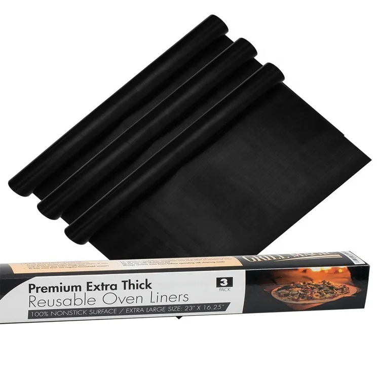 

hot selling replacement ptfe baking grill mat sheet PTFE non stick reusable oven liner, Beige,black