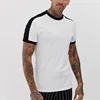 2019 OEM Custom Cheap mens white round neck t-shirt with contrast shoulder panel