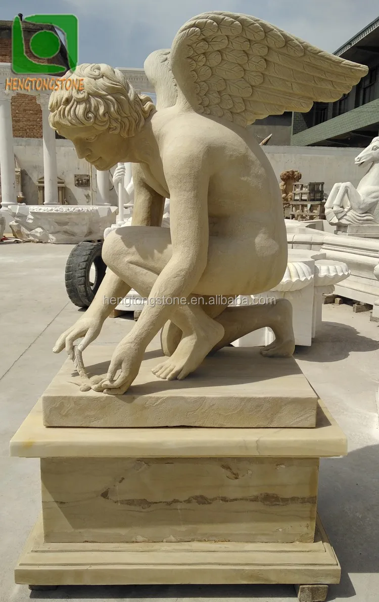 Yellow Stone Antique Male Angel Statue Sculpture Buy Stone Male Angel