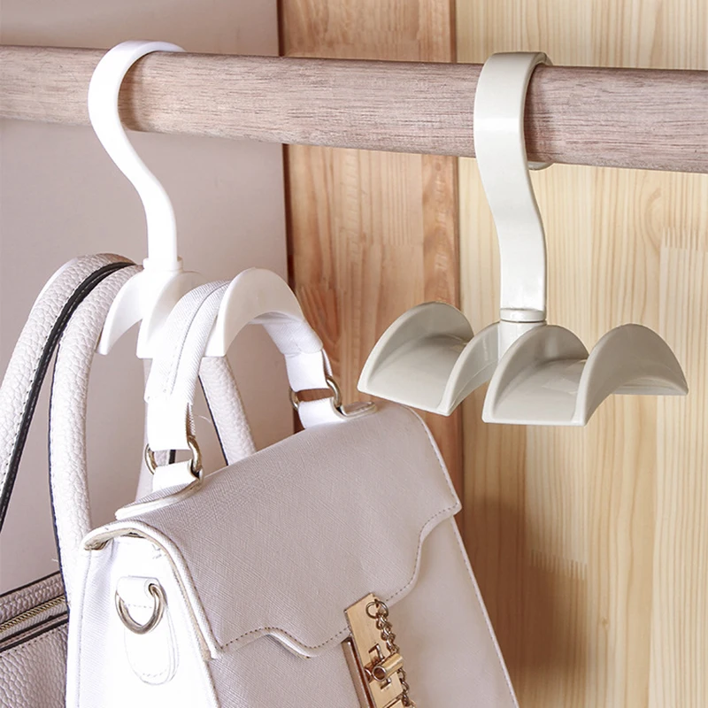 

New 360-degree Clothing Hanger Rotation Closet Organizer Rod Hanger Handbag Storage Purse Hanging Rack Holder Hook Bag