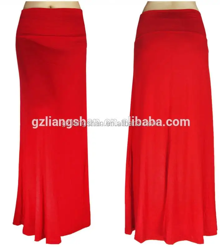 
2016 Hot Plain Maxi Skirt Women Korean Long Skirt Fashion Solid Waist Foldover Lightweight Rayon Spandex Long Maxi Skirt 