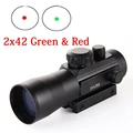 2x42 Green Red Dot Reflexible Rifle Scope 2 Times Magnification Sight For 11mm Rail Hunting Airsoft