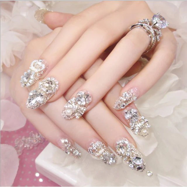 

False Nail Art Acrylic Tips wholesale gemstone Manicure 24 piece boxed