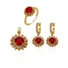 64133-costume & fashion jewelry 24k gold red stone women jewelry sets