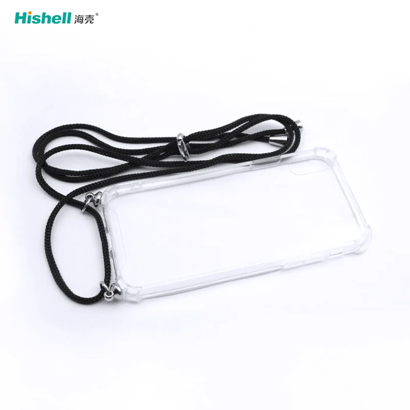 Hot Selling Acrylic Transparent Anti Fall Necklace Mobile Phone Case For IPhone X