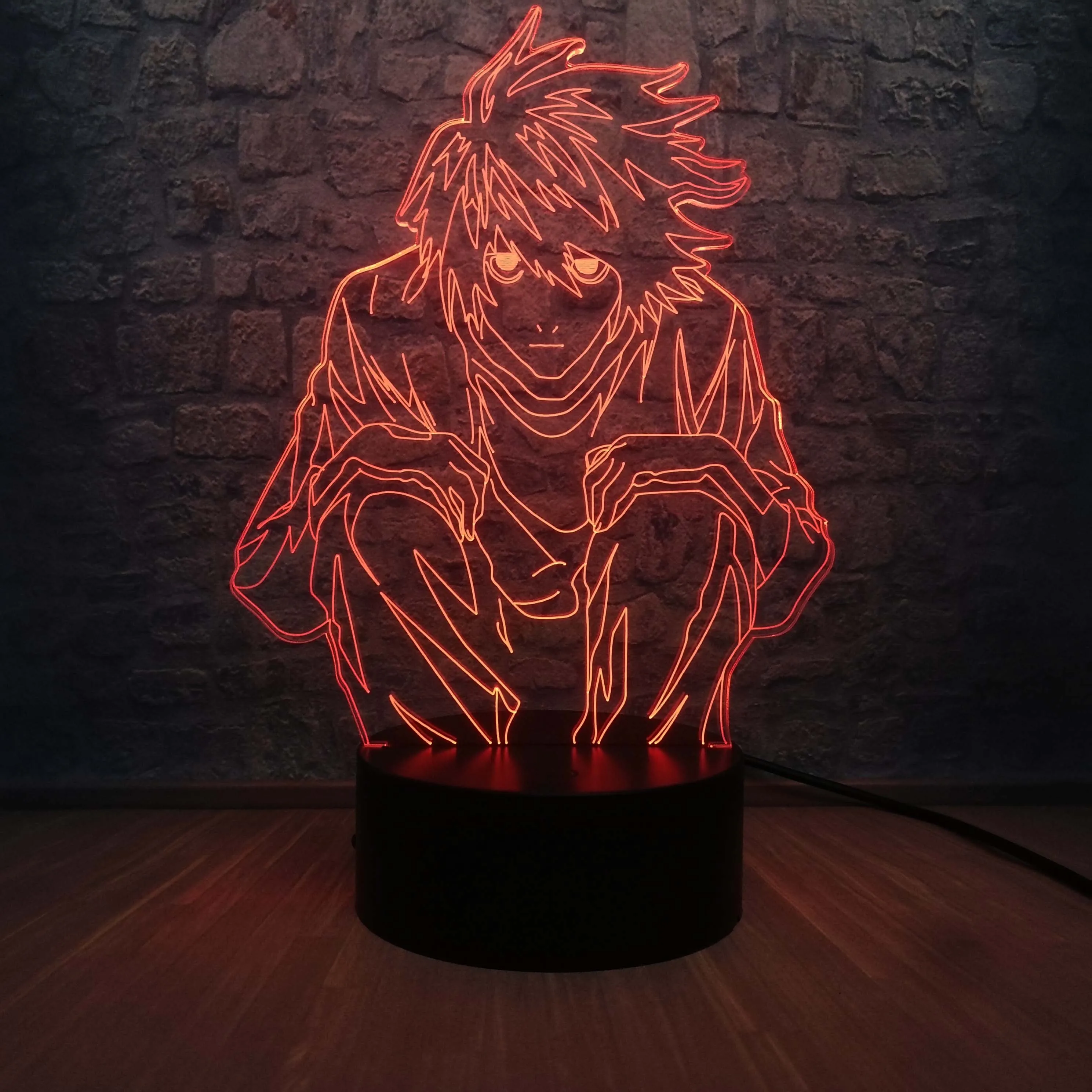 

2022 NEW 3D Lamp Death Note L Lawliet Action Figure LED Table NIGHT LIGHT Multicolor Cartoon Toy Luminaria Teen Room Decor Gift, 7 colors