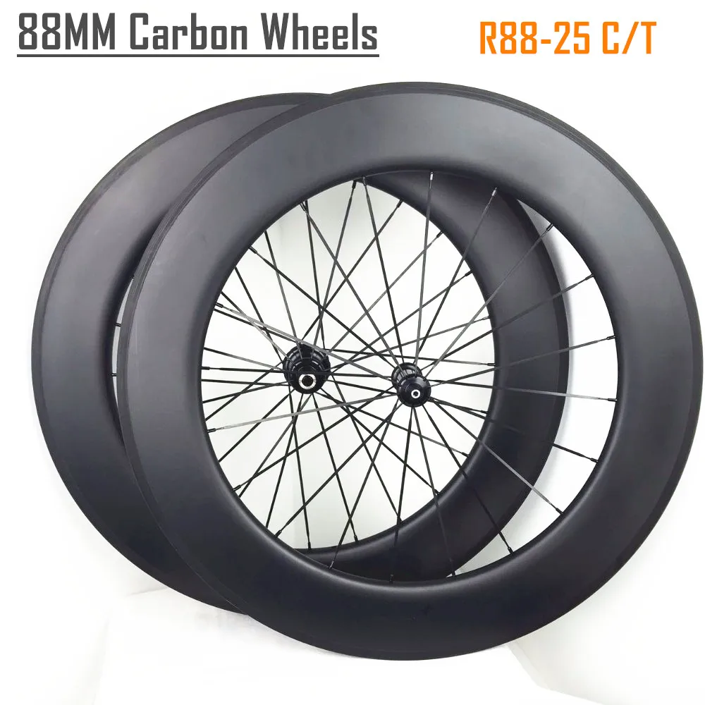 

25mm Wide High Profile 88mm depth Clincher Tubeless Carbon Rims 700c Road Bike Wheels