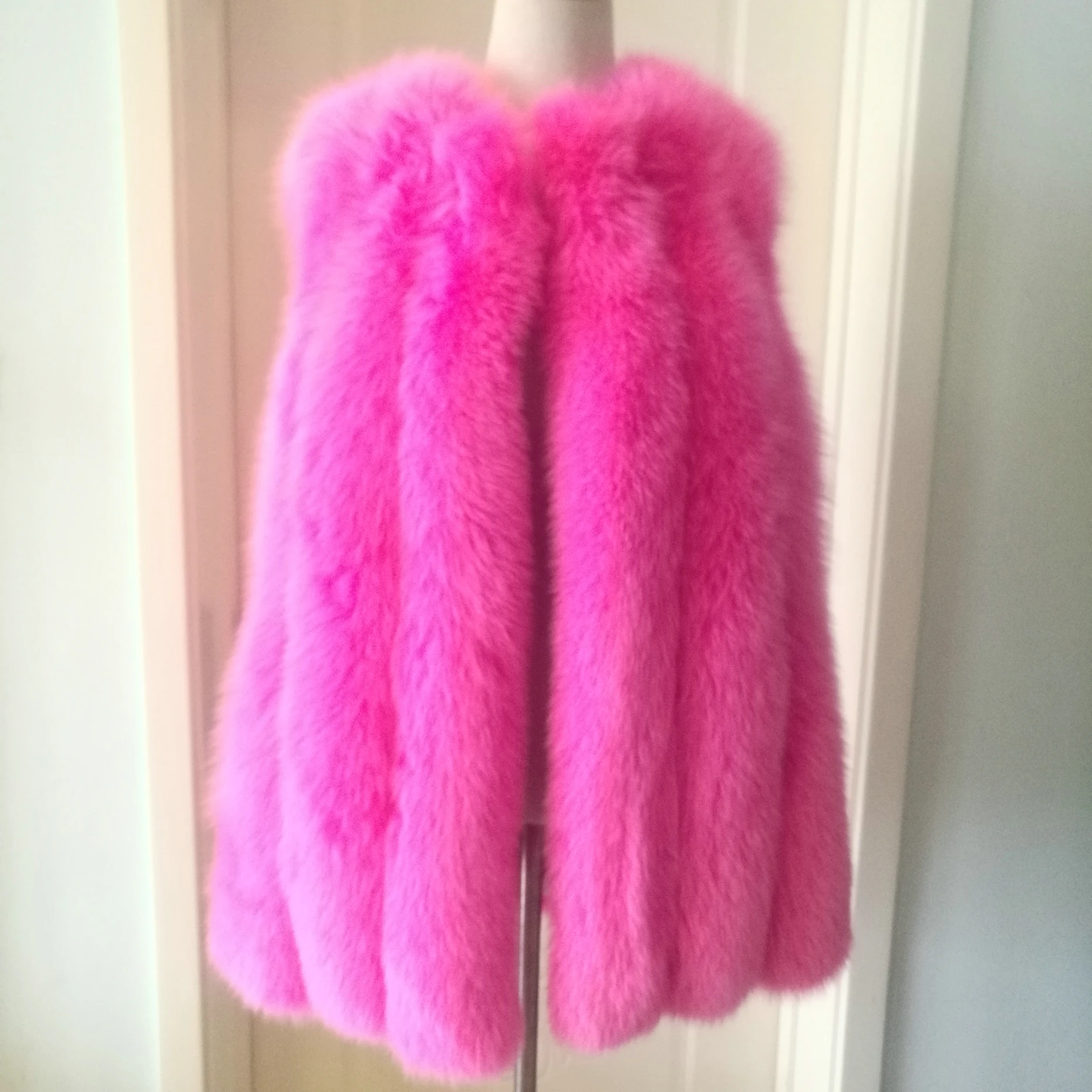 

2018 hot pink Fashionable Real Fur Gilet Women Genuine Natural Fox Fur Vest