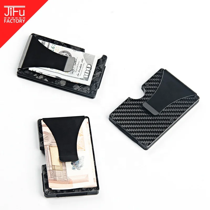 Luxury 2019 antimagnetic aluminum  forged carbon fiber wallet money clip with card holder for  businessman