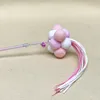 Colorful venonat small bell macrame cat teaser hand made cat toy