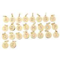 

ATHENAA Women Jewelry Alphabet 925 Sterling Silver Gold Cubic Zirconia Tiny Round Disc Initial Pendant