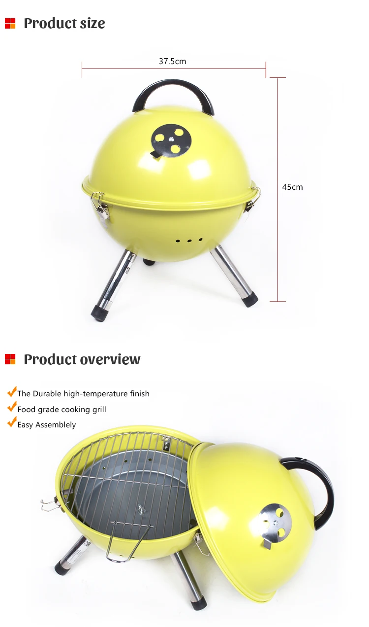 Tabletop Portable Football Design Mini Barbecue Ball Shaped Bbq