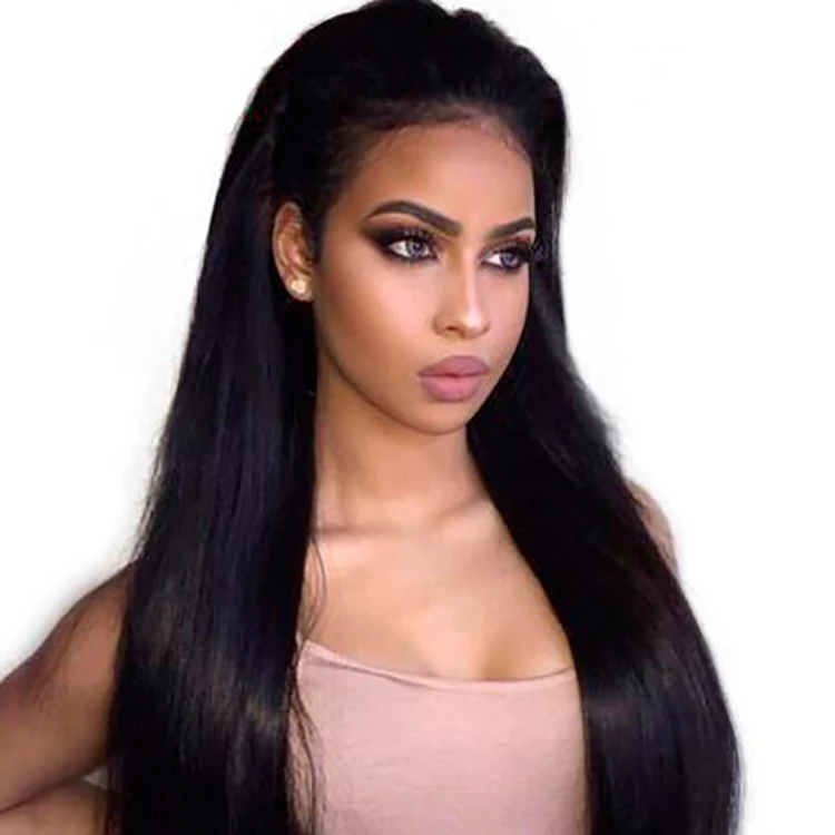 

9a Wholesale Unprocessed Virgin 26 Inch Indian Lace Frontal Women Hair Wig, Natural color lace wig