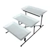 Modern restaurant elegant cheap fancy ceramic dinner plates 3 tier charger plate with metal stand